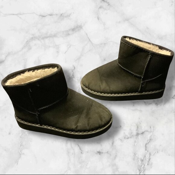 Fashion Girls‎ Black Fur Lined Winter Ankle Boots Slip On Size 35 - Picture 10 of 15